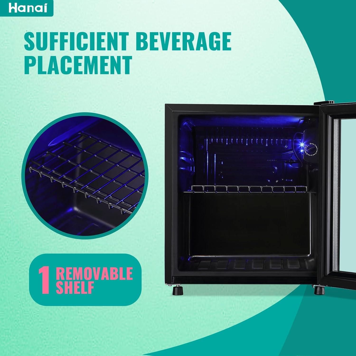 Refrigerador Mini WANAI 1.7 Pies³ 48.1L Negro con Luz LED