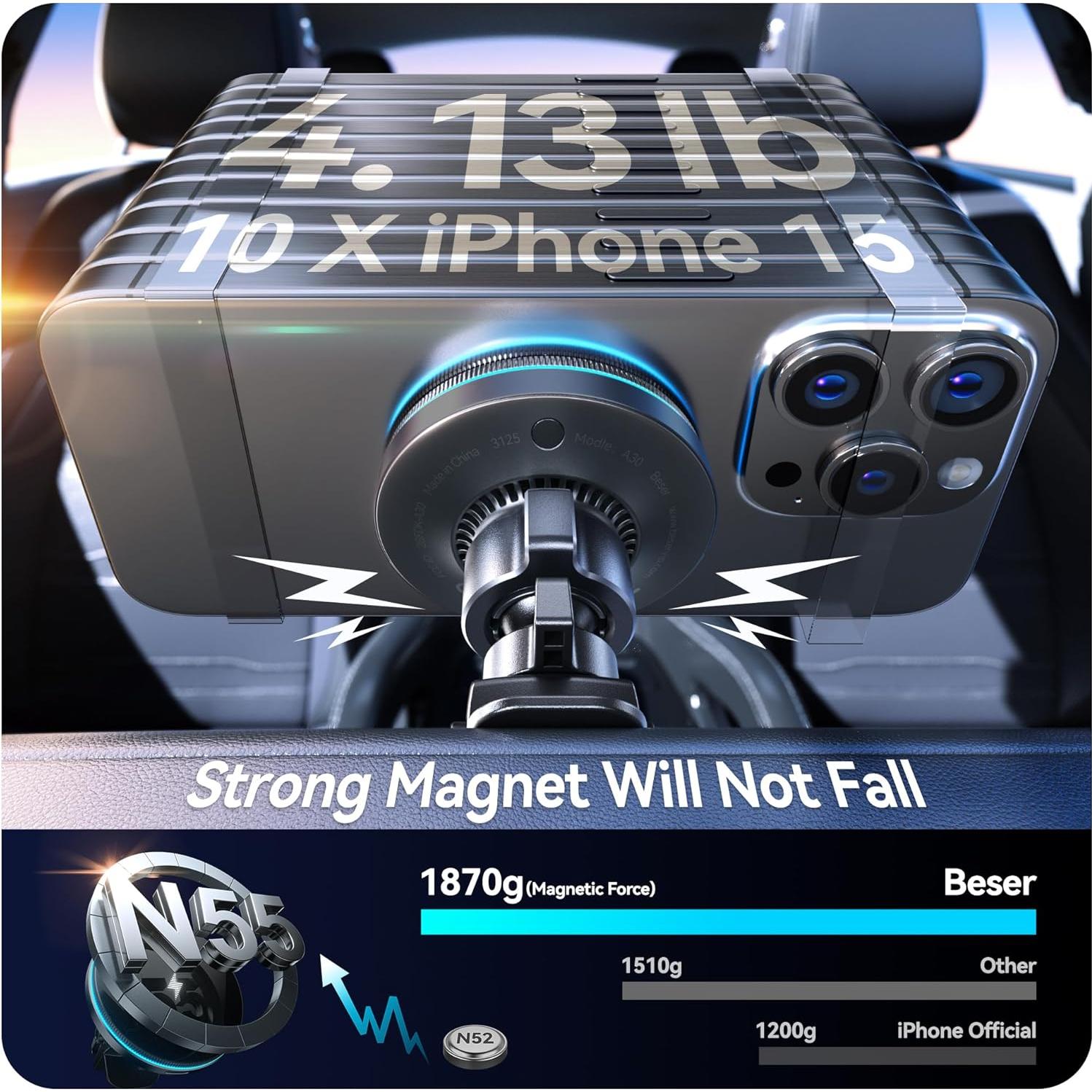 Soporte Cargador Inalámbrico para Auto Beser A30 Magnético 15W