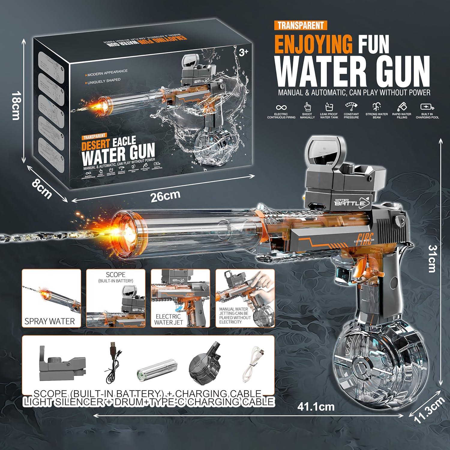 Pistola de Agua Eléctrica Ctffnny CY05 con Luces 425ml