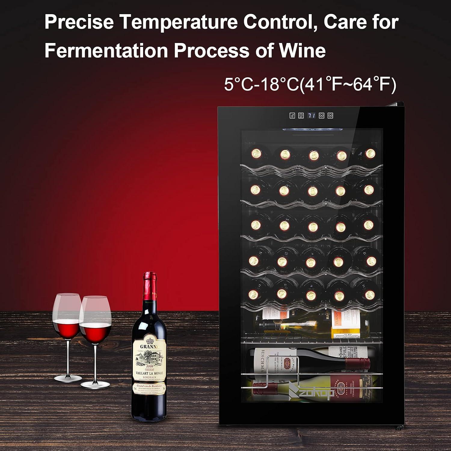 Winado Wine Cooler Refrigerator, 34 Bottle Freestanding Compressor Wine Cooler w/Digital Temp Control, Mini Wine Fridge with Double-Layer Glass Door & Removable Shelves