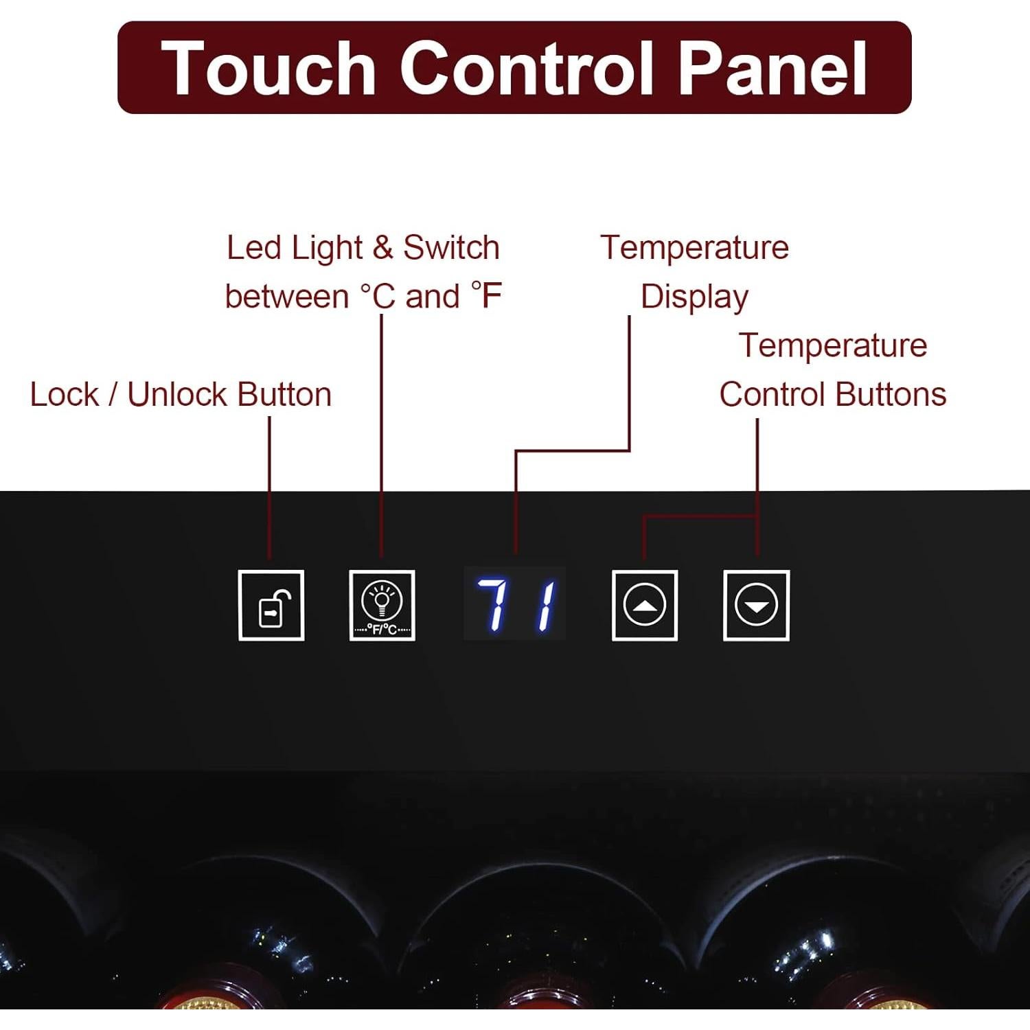 Winado Wine Cooler Refrigerator, 34 Bottle Freestanding Compressor Wine Cooler w/Digital Temp Control, Mini Wine Fridge with Double-Layer Glass Door & Removable Shelves