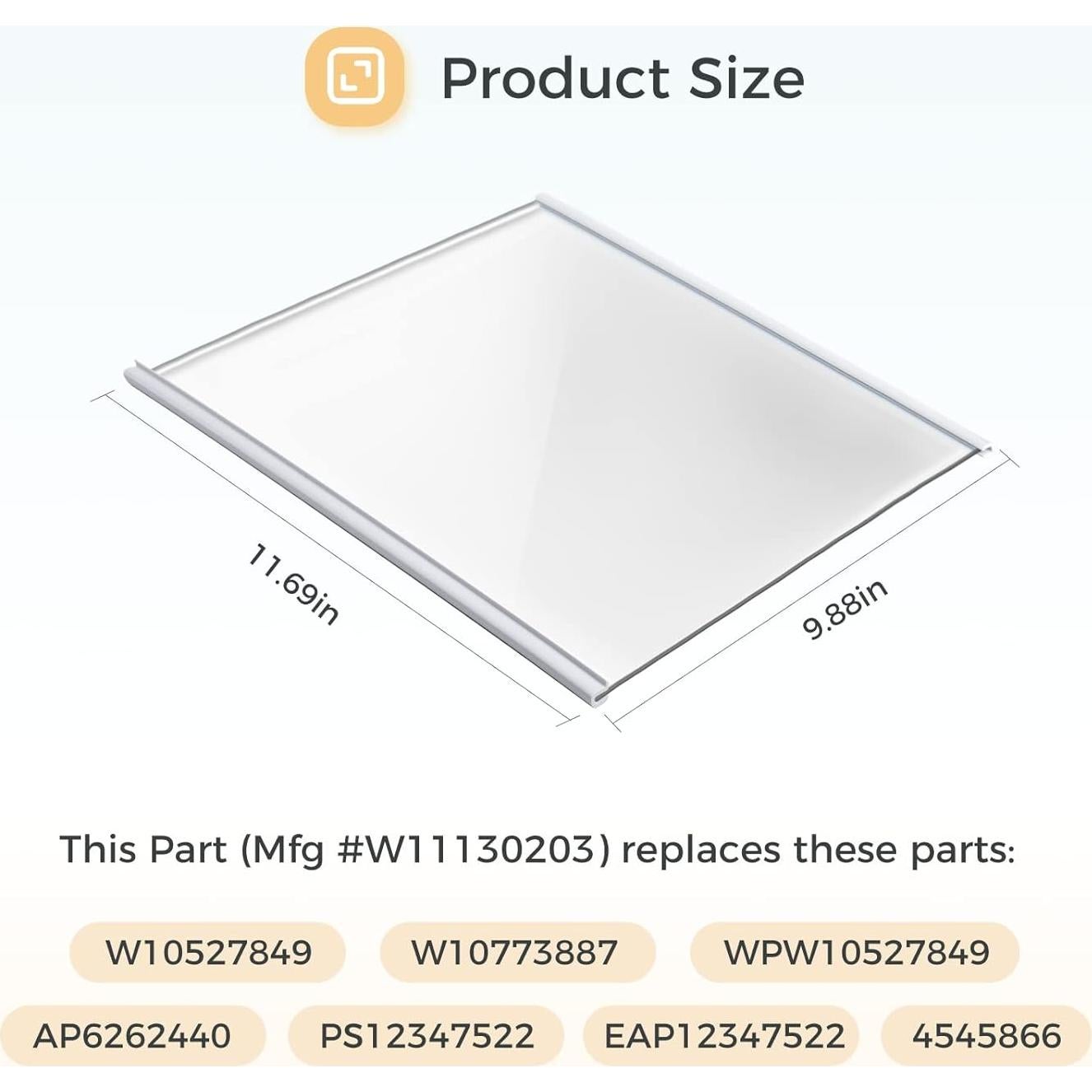 Estante de Vidrio Templado Whirlpool W11130203 29.00x25.10 cm