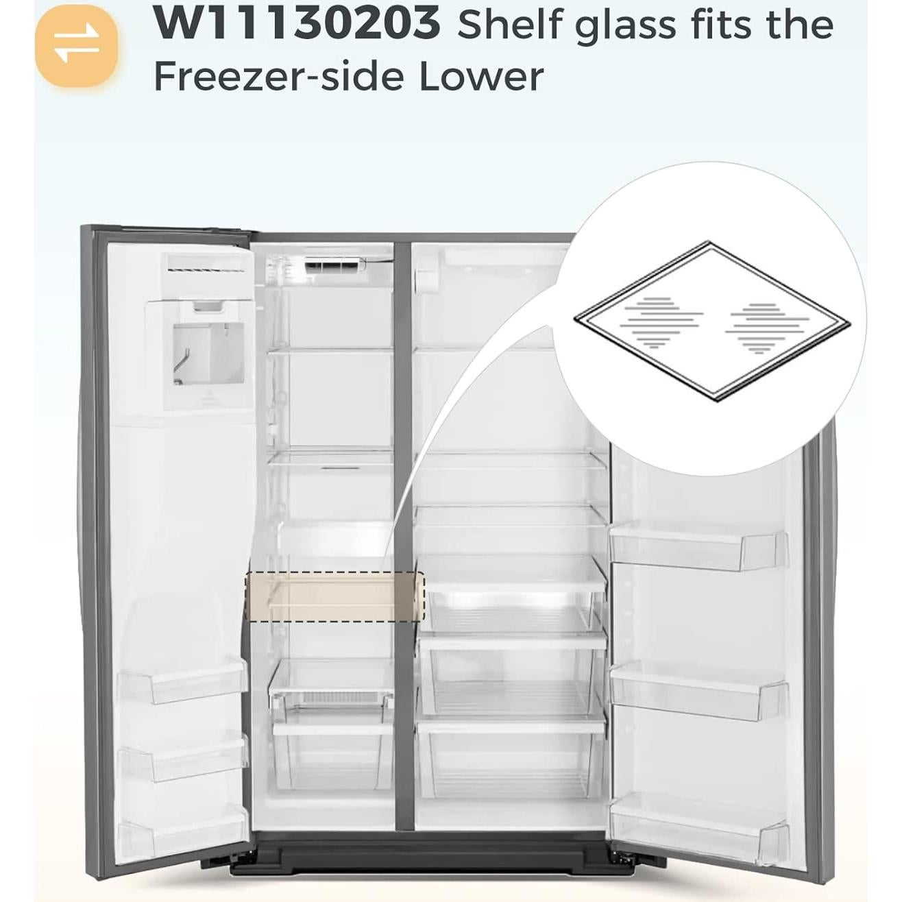 Estante de Vidrio Templado Whirlpool W11130203 29.00x25.10 cm