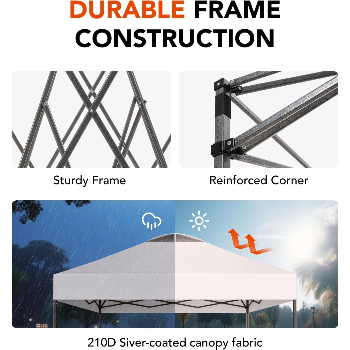 Carpa Plegable AMADA 3.05x3.05m Blanca para Eventos y Camping