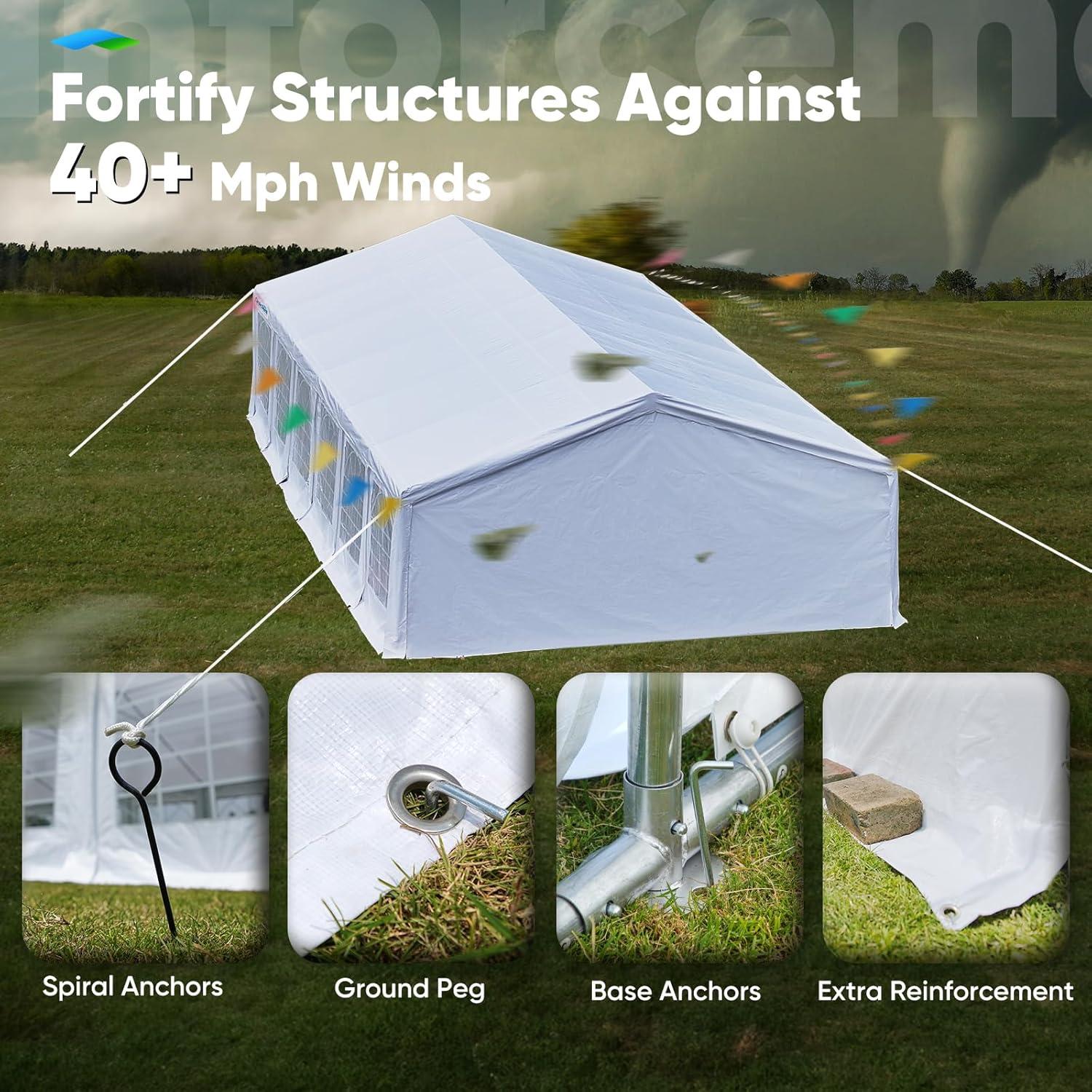 Quictent Premium 20x40 Party Tent Heavy Duty Outdoor Gazebo White Event Shelter Wedding Canopy Tent for Parties Carport BBQ with Removable Sidewall Windows & Storage Bags