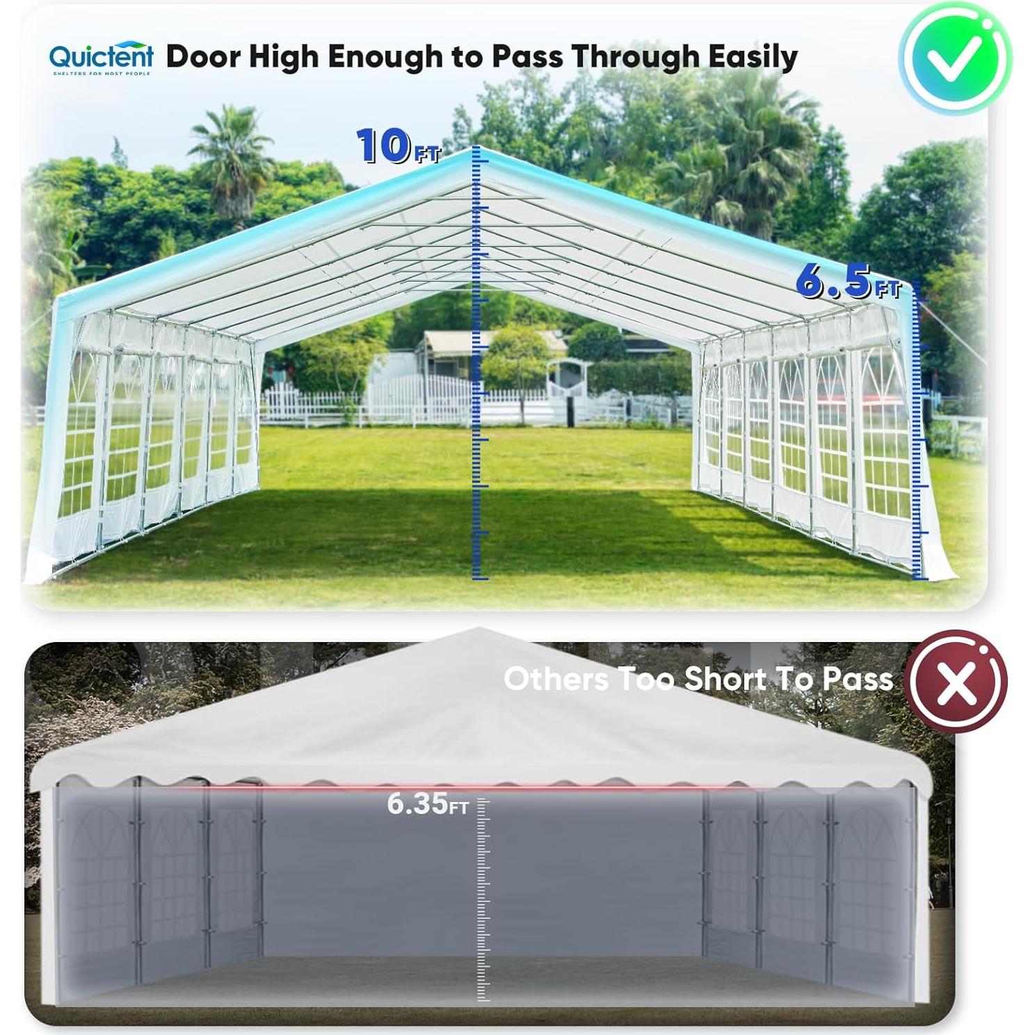 Quictent Premium 20x40 Party Tent Heavy Duty Outdoor Gazebo White Event Shelter Wedding Canopy Tent for Parties Carport BBQ with Removable Sidewall Windows & Storage Bags