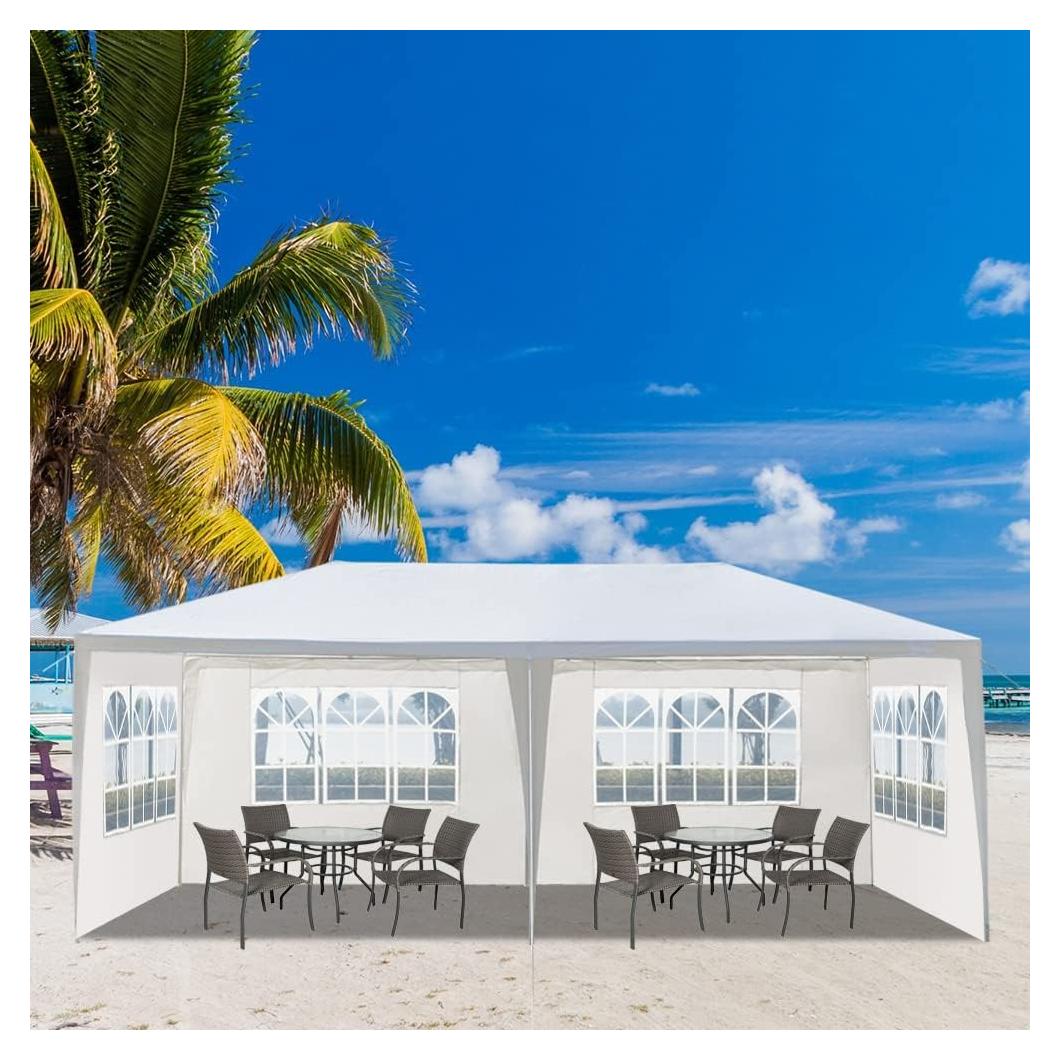 10'x20' Party Tent Outdoor Wedding Event Tents with 4 Removable Sidewalls, Heavy Duty Gazebo, Large Canopy Waterproof for Parties Patio Birthday All Season White
