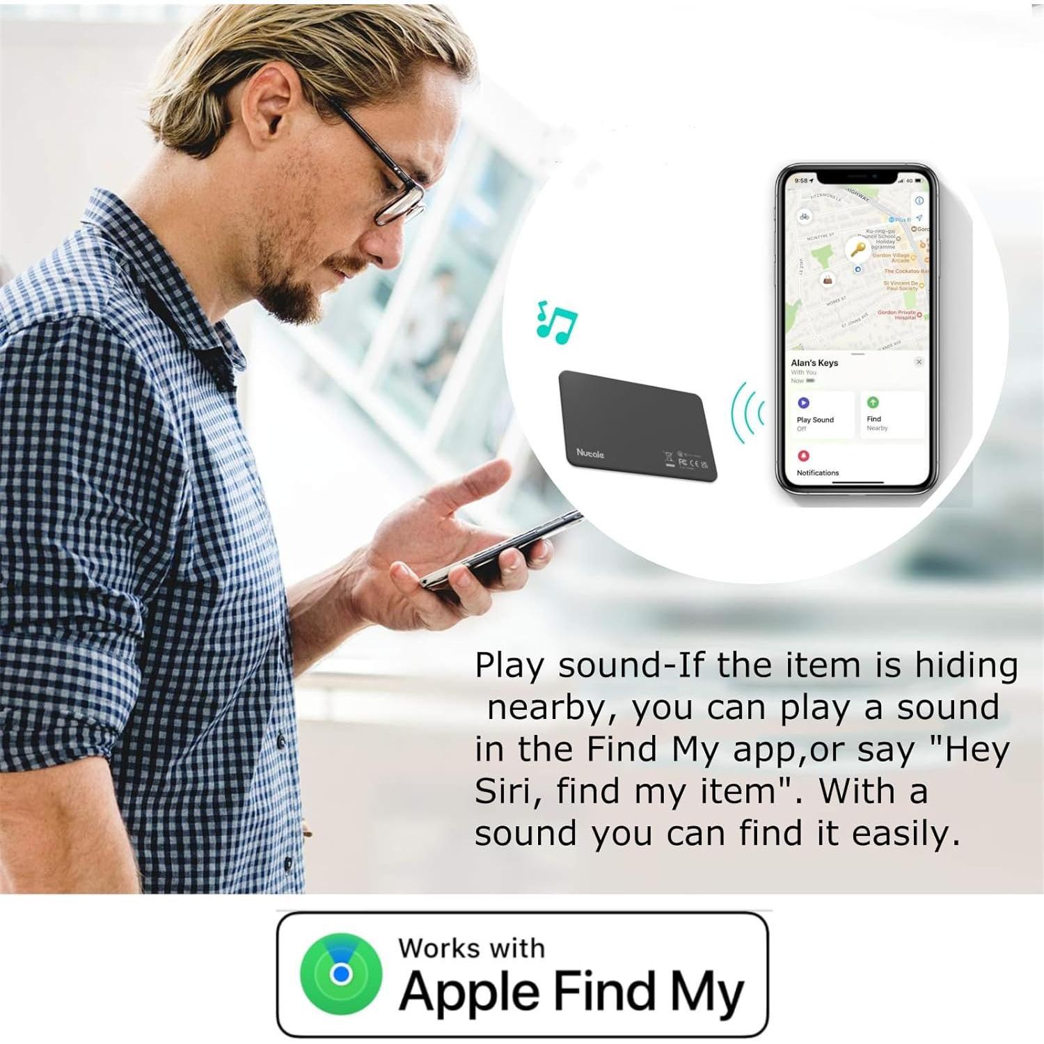 Wallet Tracker Card with Apple Find My[Apple MFi Certified], 1-Back Nutale Smart Card Bluetooth Tracker GPS Tracker, 2.8mm Extremely Thin & 2-3 Years Long Life & IP65, Keys and Wallet Finder(1 Pack)