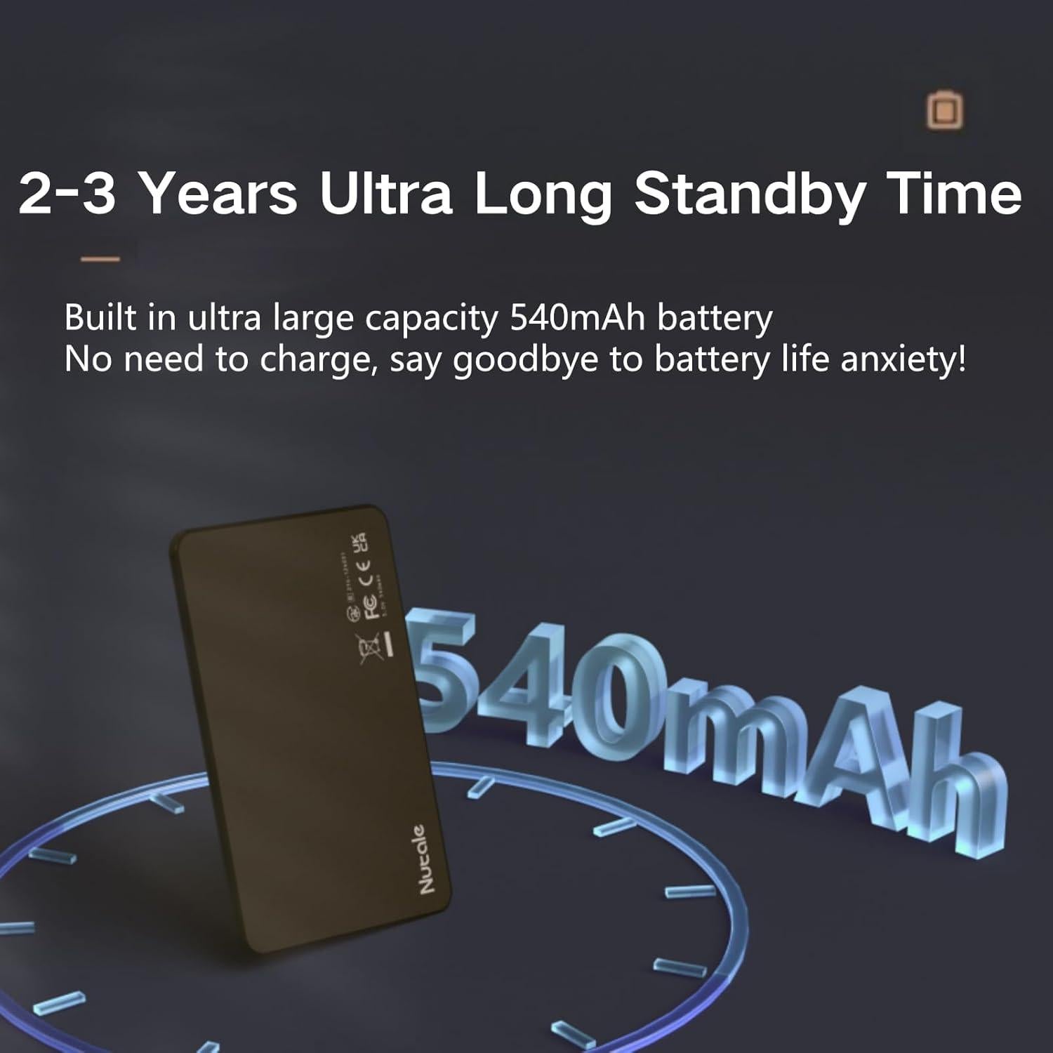 Wallet Tracker Card with Apple Find My[Apple MFi Certified], 1-Back Nutale Smart Card Bluetooth Tracker GPS Tracker, 2.8mm Extremely Thin & 2-3 Years Long Life & IP65, Keys and Wallet Finder(1 Pack)