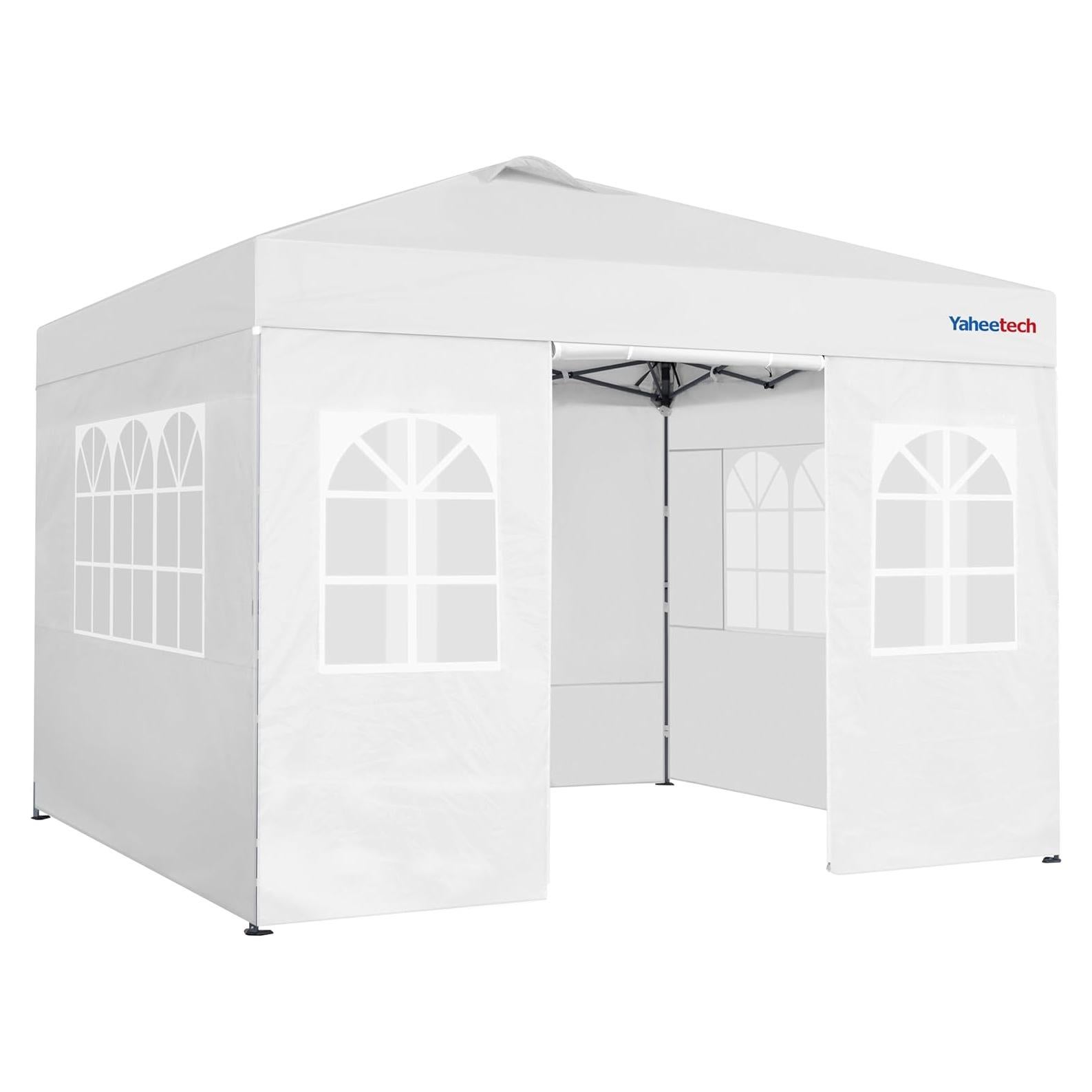 Yaheetech 10x10 FT Pop Up Canopy Tent with 4 Side Walls & One-Push Setup & Roller Bag, Outdoor Heavy-Duty Instant Event Tent for Garden/Wedding/Party, White