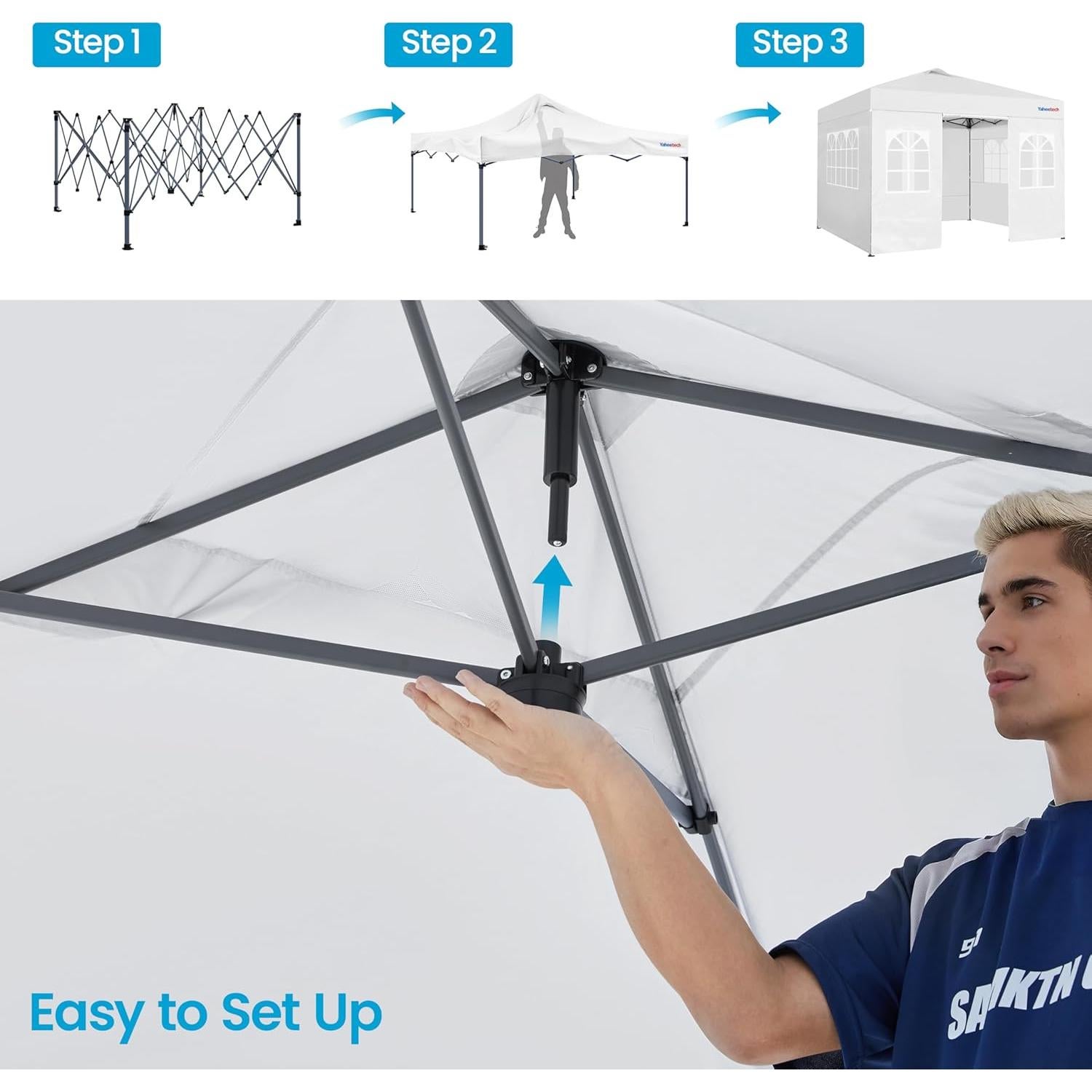 Yaheetech 10x10 FT Pop Up Canopy Tent with 4 Side Walls & One-Push Setup & Roller Bag, Outdoor Heavy-Duty Instant Event Tent for Garden/Wedding/Party, White