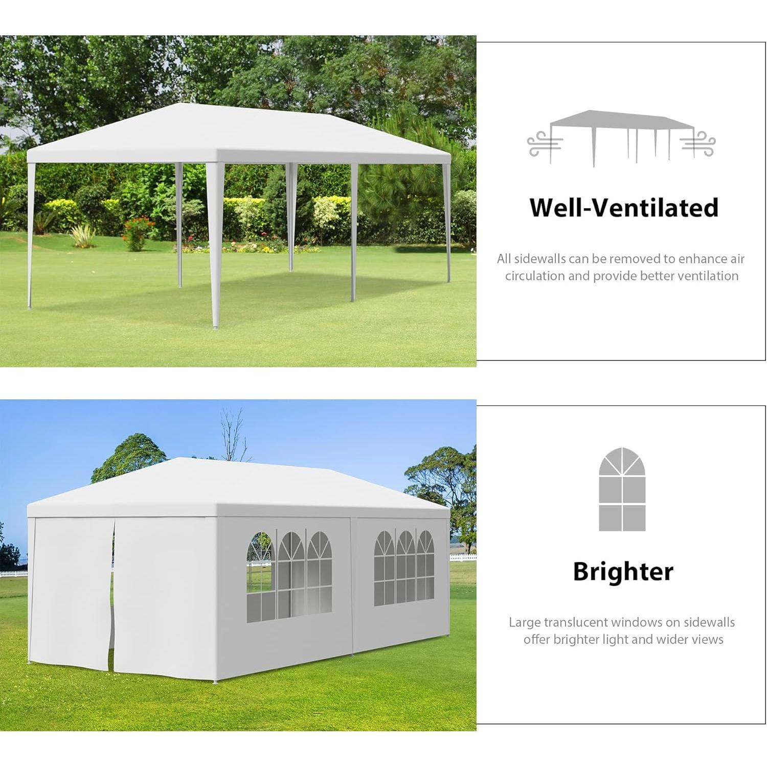 Carpa Gazebo Impermeable Smartxchoices 10x20m con Paredes Removibles