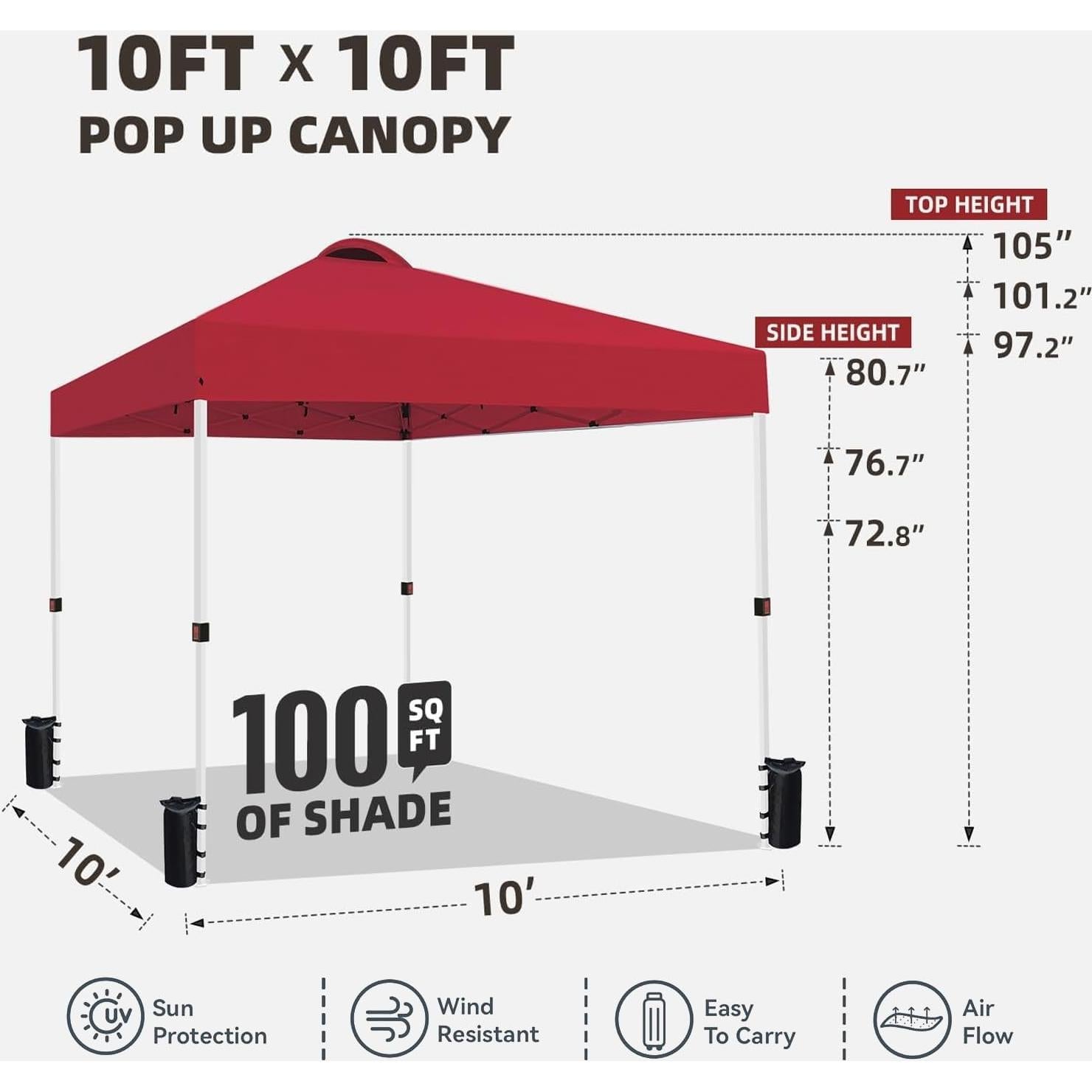 Carpa Plegable 10x10 SAILARY Impermeable Rojo para Eventos