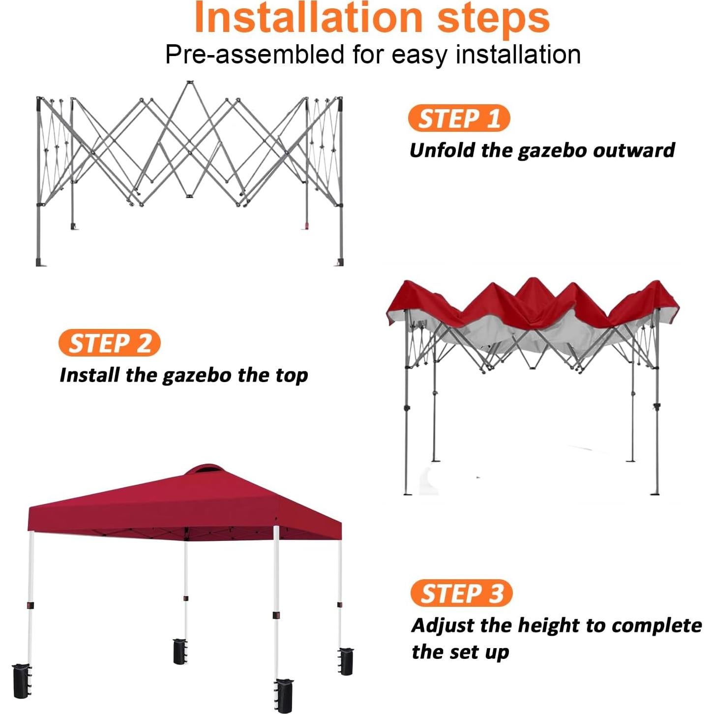 Carpa Plegable 10x10 SAILARY Impermeable Rojo para Eventos