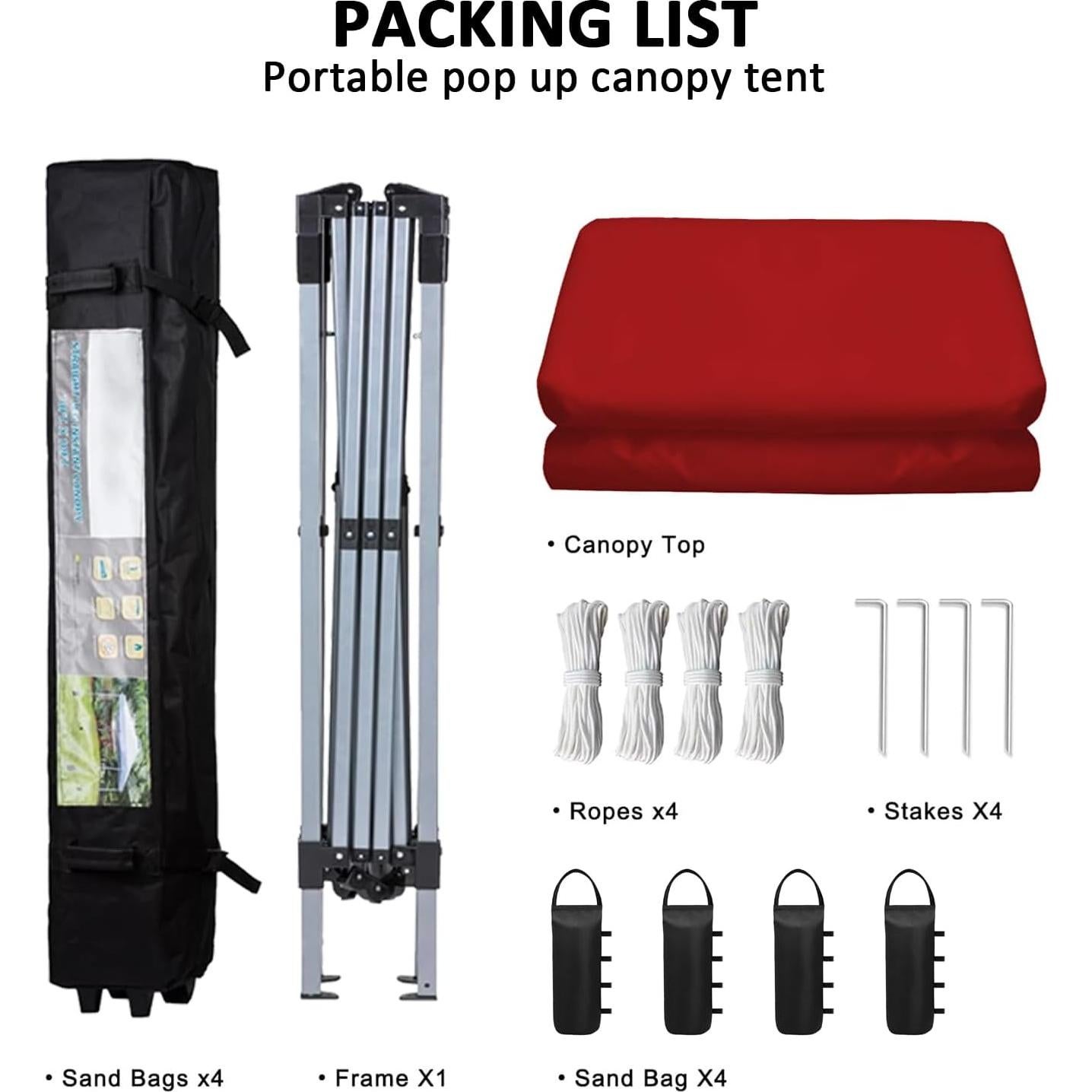 Carpa Plegable 10x10 SAILARY Impermeable Rojo para Eventos