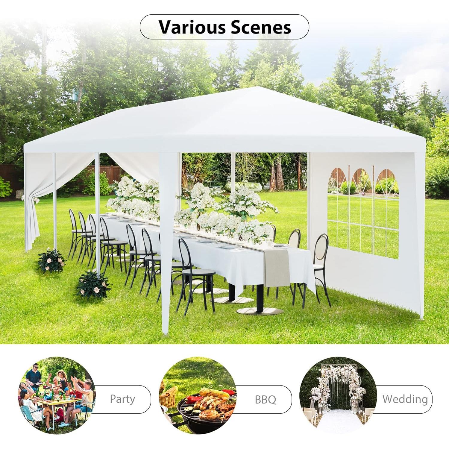 Smartxchoices 10' x 30' Outdoor Waterproof Gazebo Canopy Tent with Removable Sidewalls and Windows Heavy Duty Tent for Party Wedding Events Beach BBQ, White
