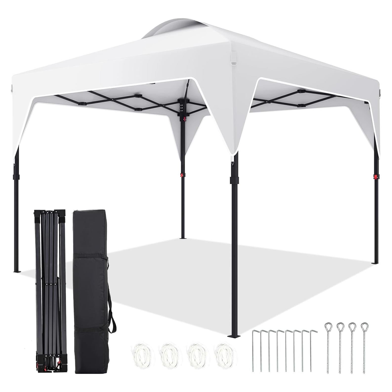 Pop Up Canopy, 10x10 FT Instant Outdoor Canopy Tent with Carrying Bag, 3 Adjustable Heights - Portable for Event, Parties, Camping and More Outdoor Activities
