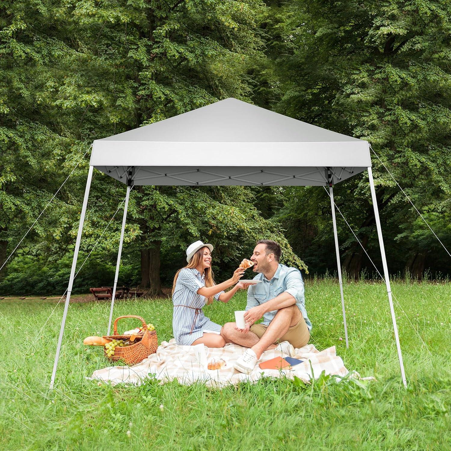 Carpa Plegable VINGLI 250x250 cm Impermeable Ajustable Blanca