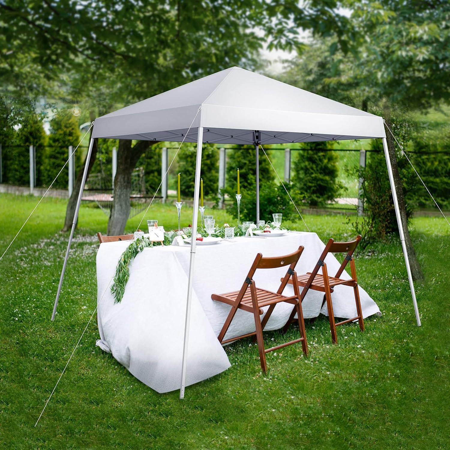 Carpa Plegable VINGLI 250x250 cm Impermeable Ajustable Blanca
