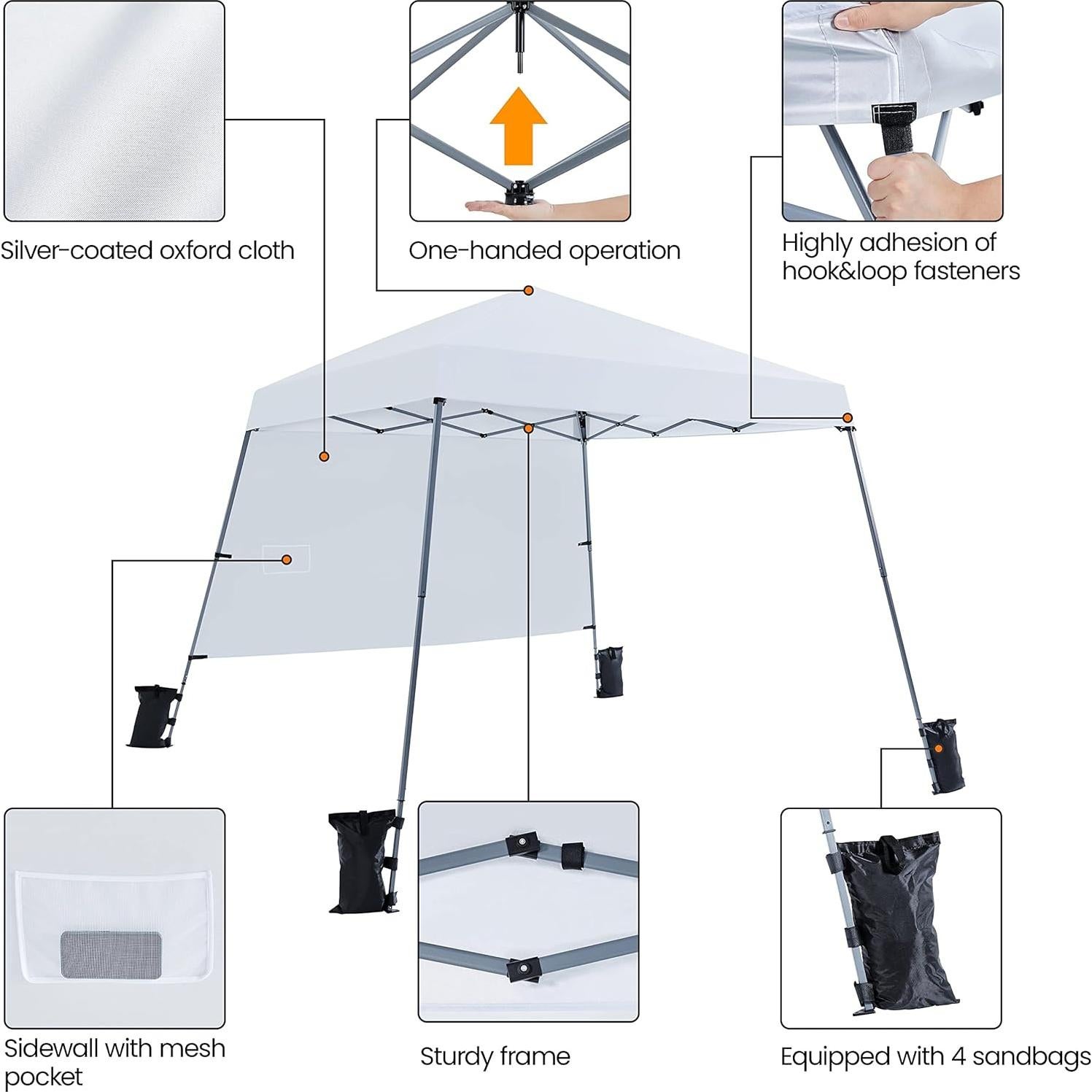 Carpa Plegable Pop Up Yaheetech 3.05x3.05m Blanca con Mochila