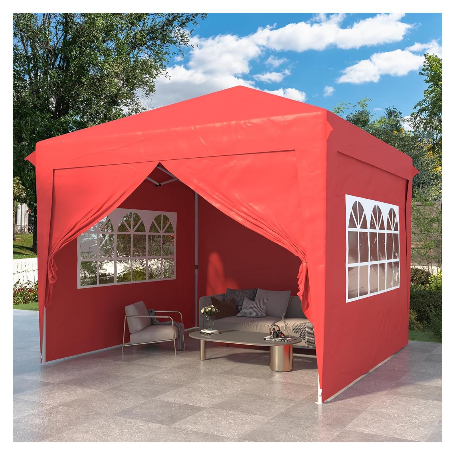 Carpa Plegable BUPPLEE 3x3m Impermeable con 4 Paredes y Ventanas