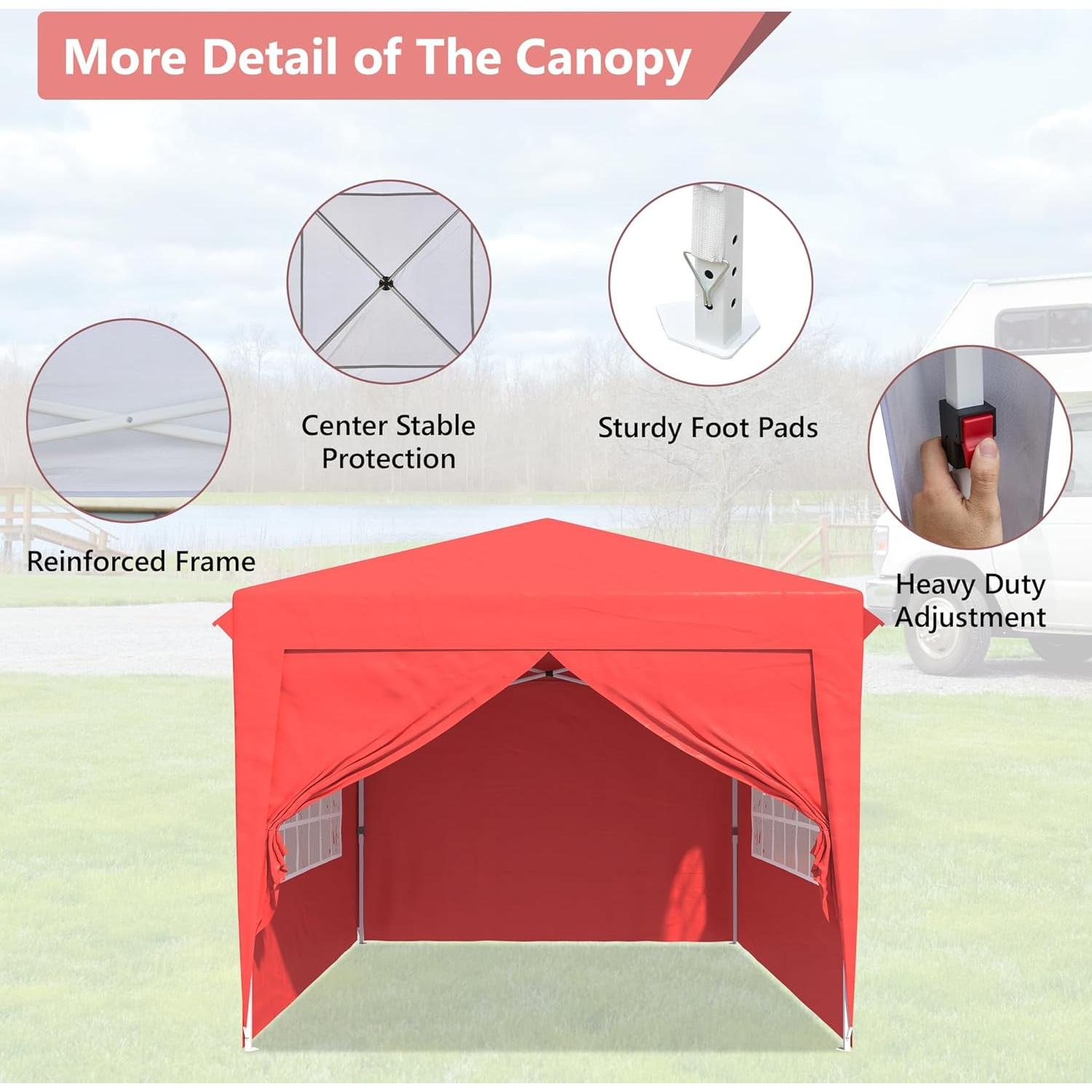 Carpa Plegable BUPPLEE 3x3m Impermeable con 4 Paredes y Ventanas