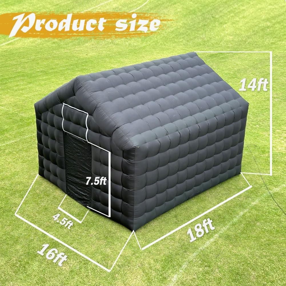 Inflatable Night Club 18X16X14Ft Large Black Disco Cube Gazebo Event House with Logo Area Portable Inflatable Party Tent for Birthday, School Events, Backyard Party, Rental Business