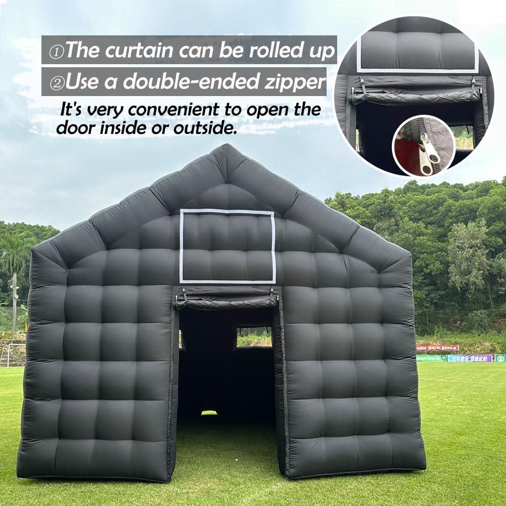 Inflatable Nightclub 29.5X16.5X14Ft Large Black Disco Cube Gazebo Event House with Logo Area & Blower Portable Inflatable Party Tent for Birthday, School Events, Backyard Party, Rental Business
