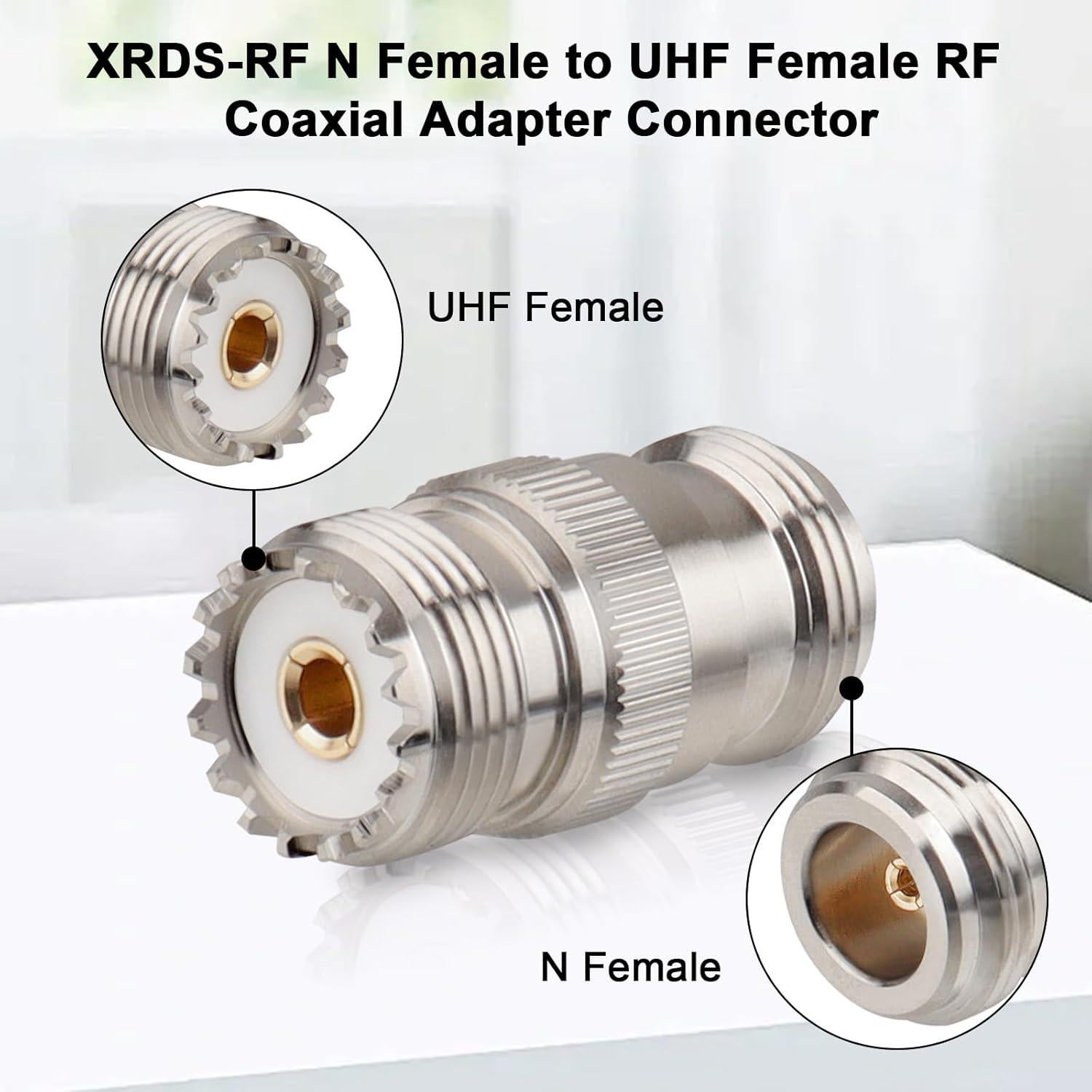 Adaptador Coaxial N Hembra a UHF Hembra 2PCS - Latón Niquelado
