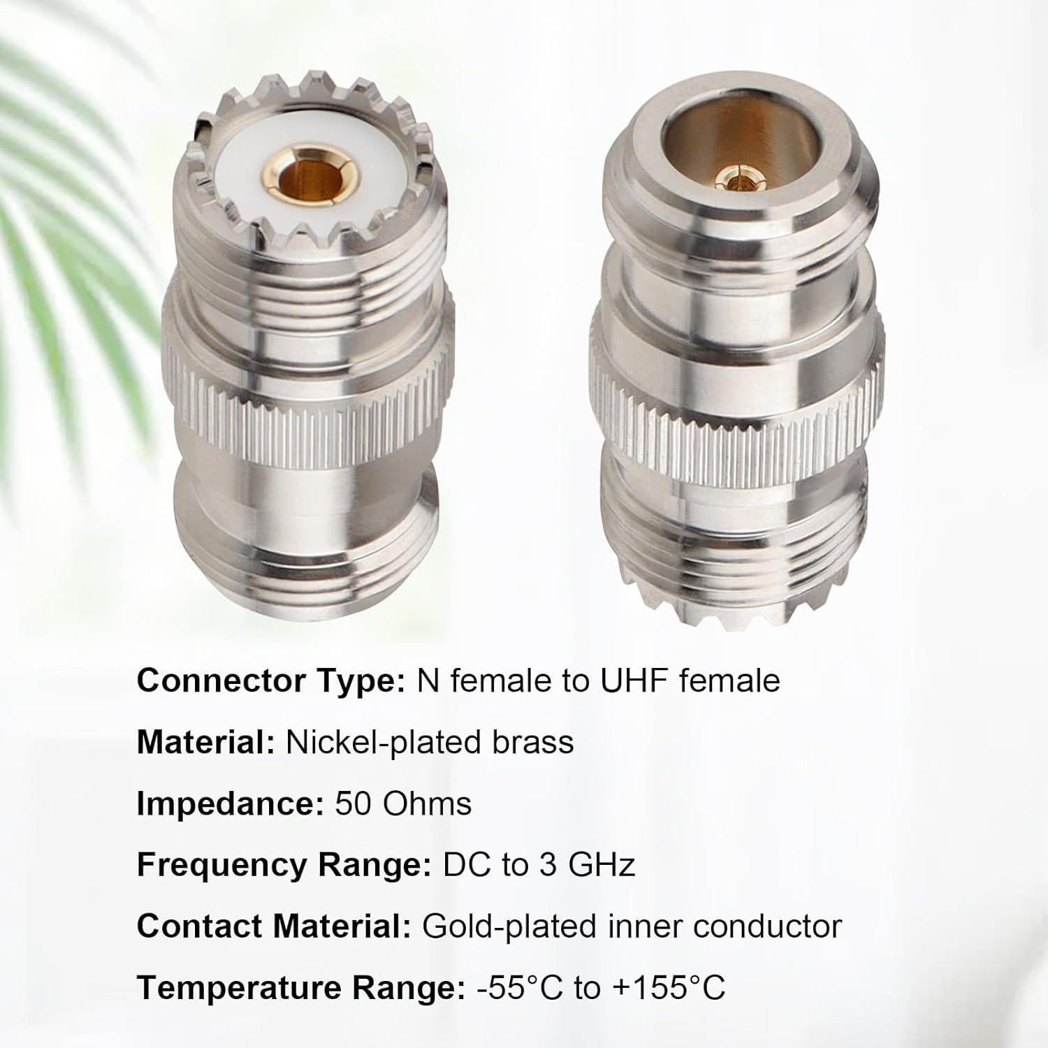 Adaptador Coaxial N Hembra a UHF Hembra 2PCS - Latón Niquelado