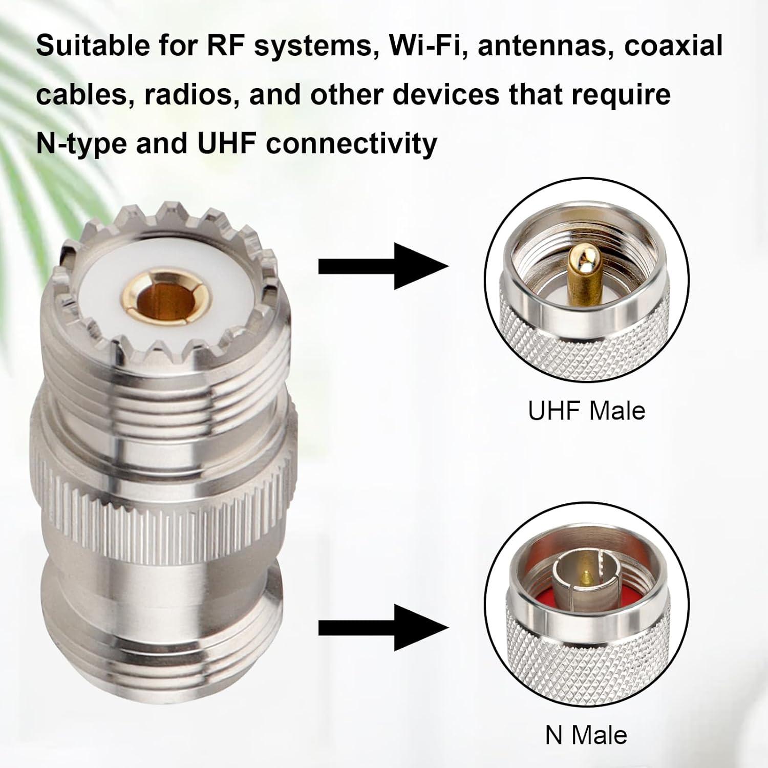 Adaptador Coaxial N Hembra a UHF Hembra 2PCS - Latón Niquelado