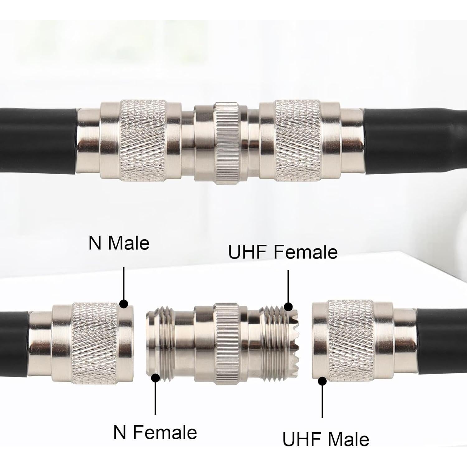 Adaptador Coaxial N Hembra a UHF Hembra 2PCS - Latón Niquelado