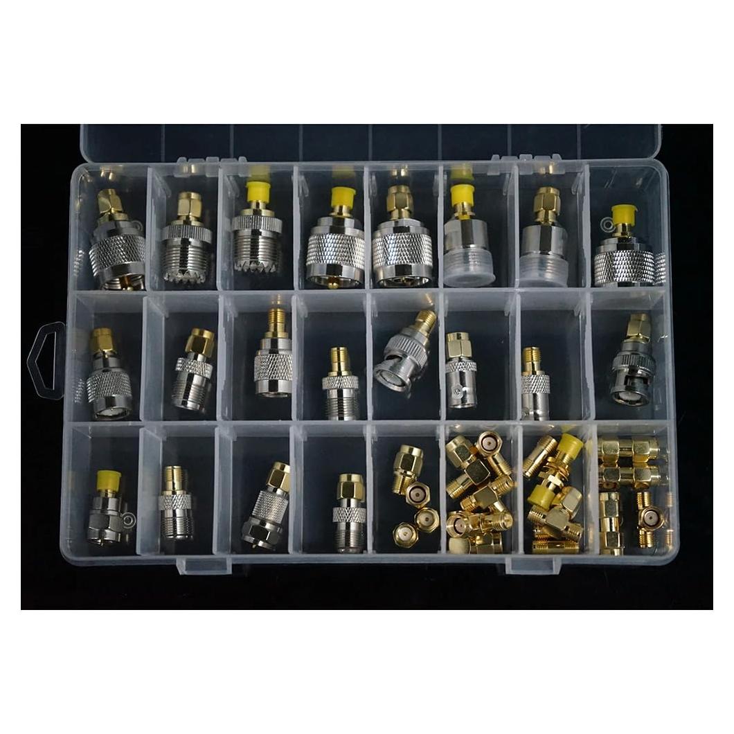 Conjunto de 38 Adaptadores Coaxiales RF SMA BNC UHF MCX TNC