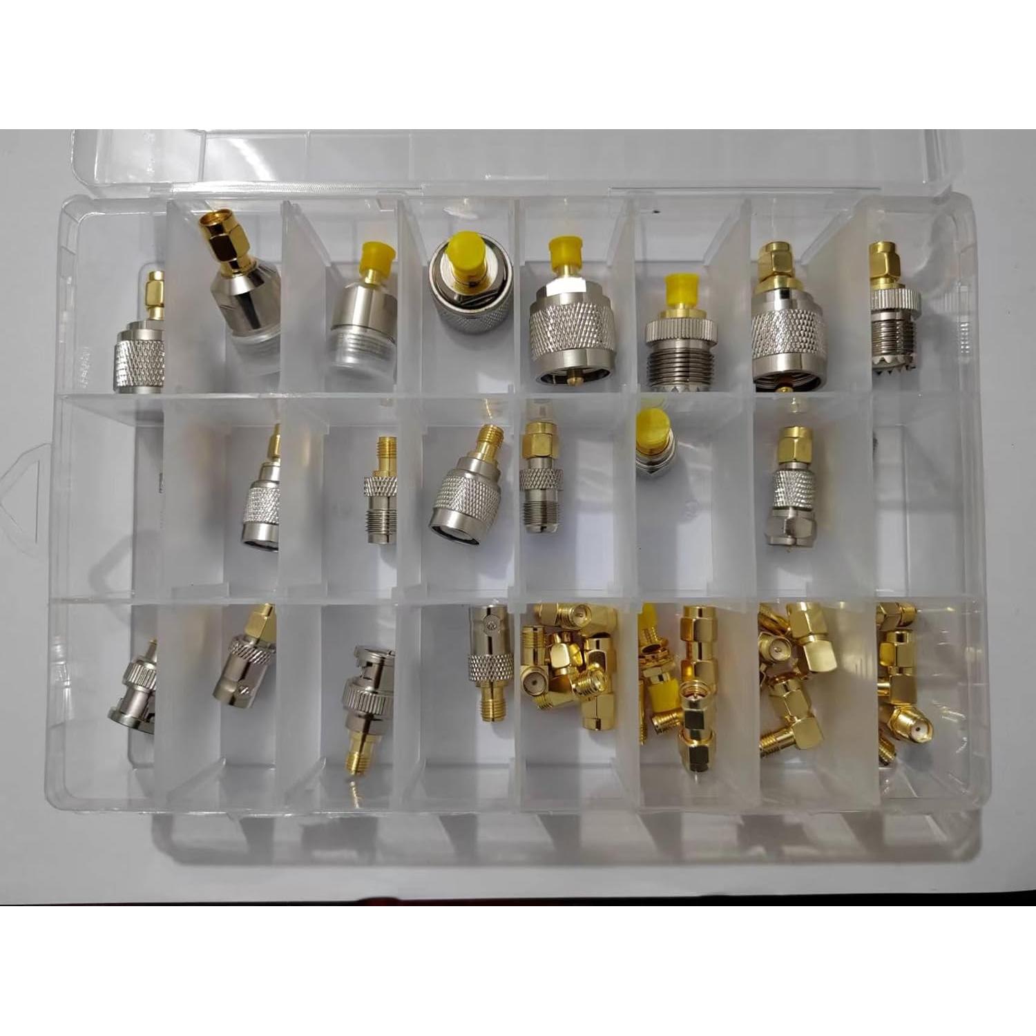 Conjunto de 38 Adaptadores Coaxiales RF SMA BNC UHF MCX TNC