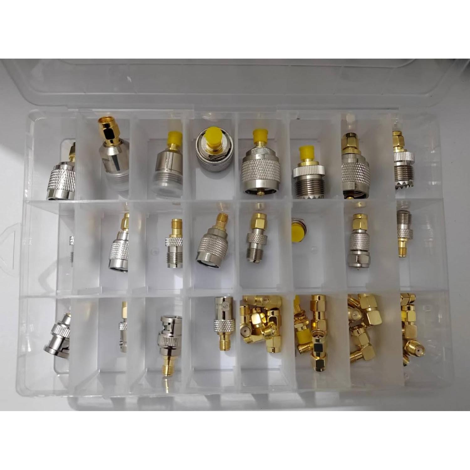 Conjunto de 38 Adaptadores Coaxiales RF SMA BNC UHF MCX TNC
