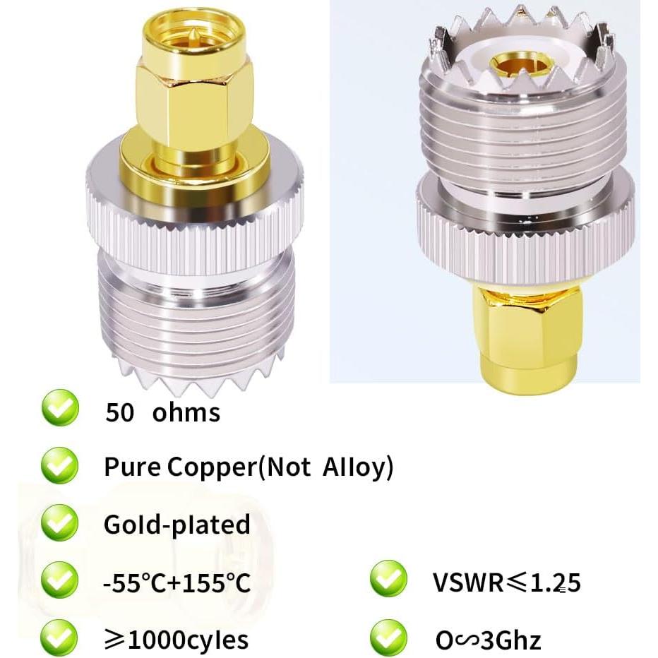 Adaptador Coaxial UHF a SMA CNARIO 2PCS - Baja Pérdida