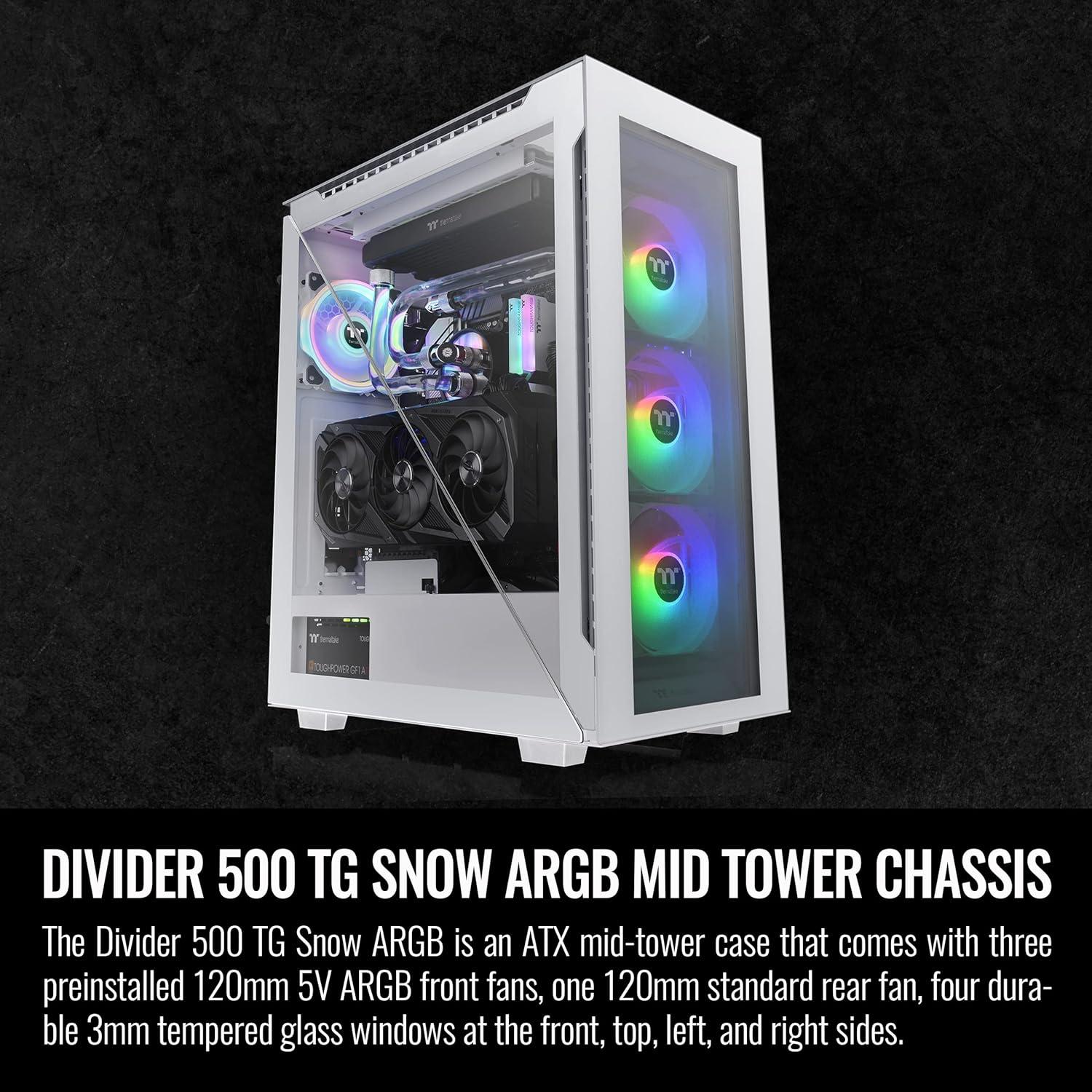 Caja Thermaltake Divider 500 TG Snow ARGB ATX Vidrio