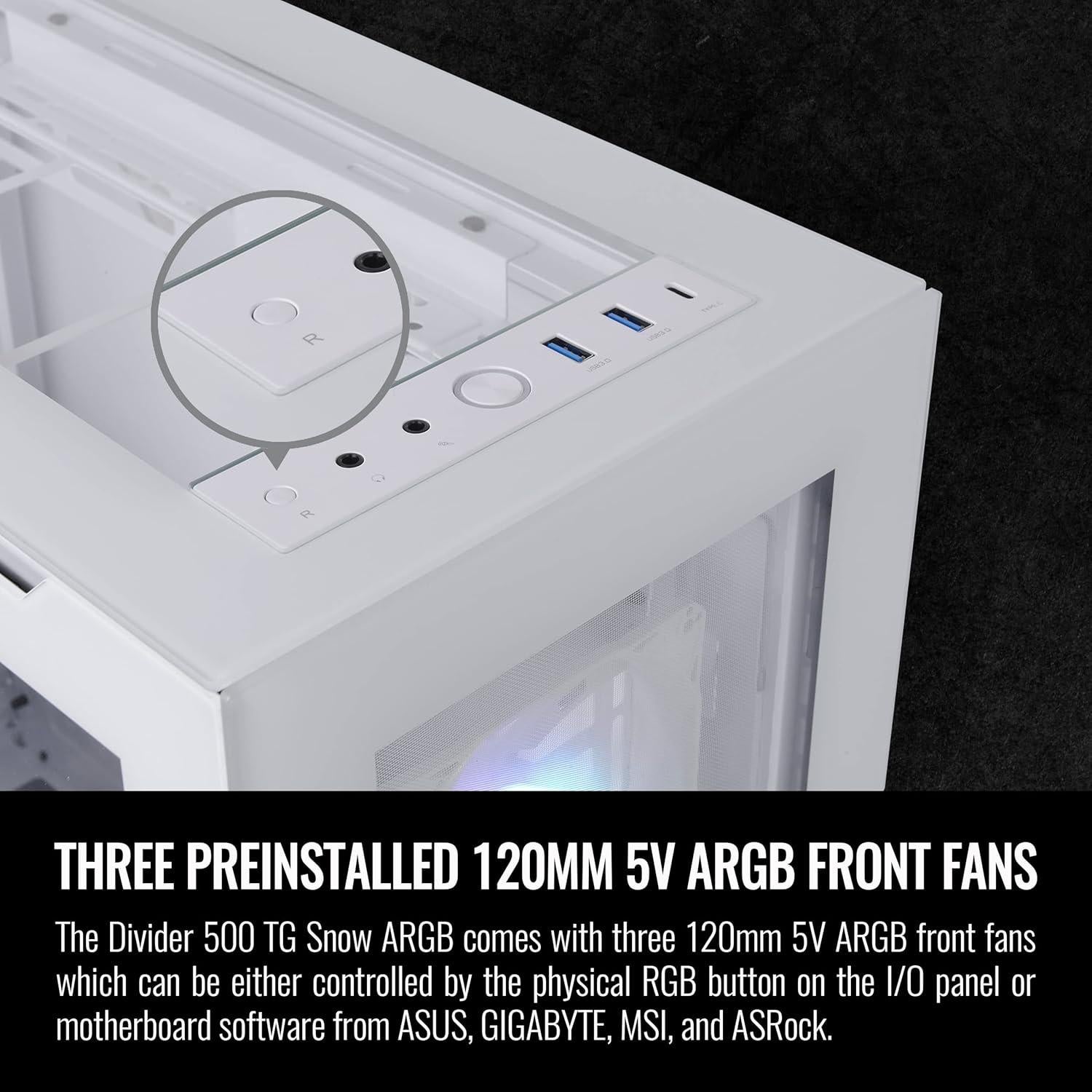 Caja Thermaltake Divider 500 TG Snow ARGB ATX Vidrio