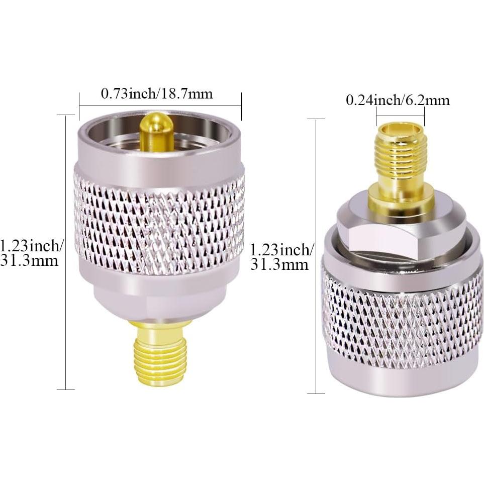 Adaptador Coaxial SMA Femenino a UHF Masculino 2PCS