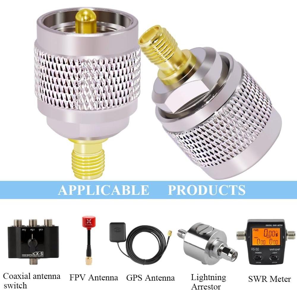 Adaptador Coaxial SMA Femenino a UHF Masculino 2PCS