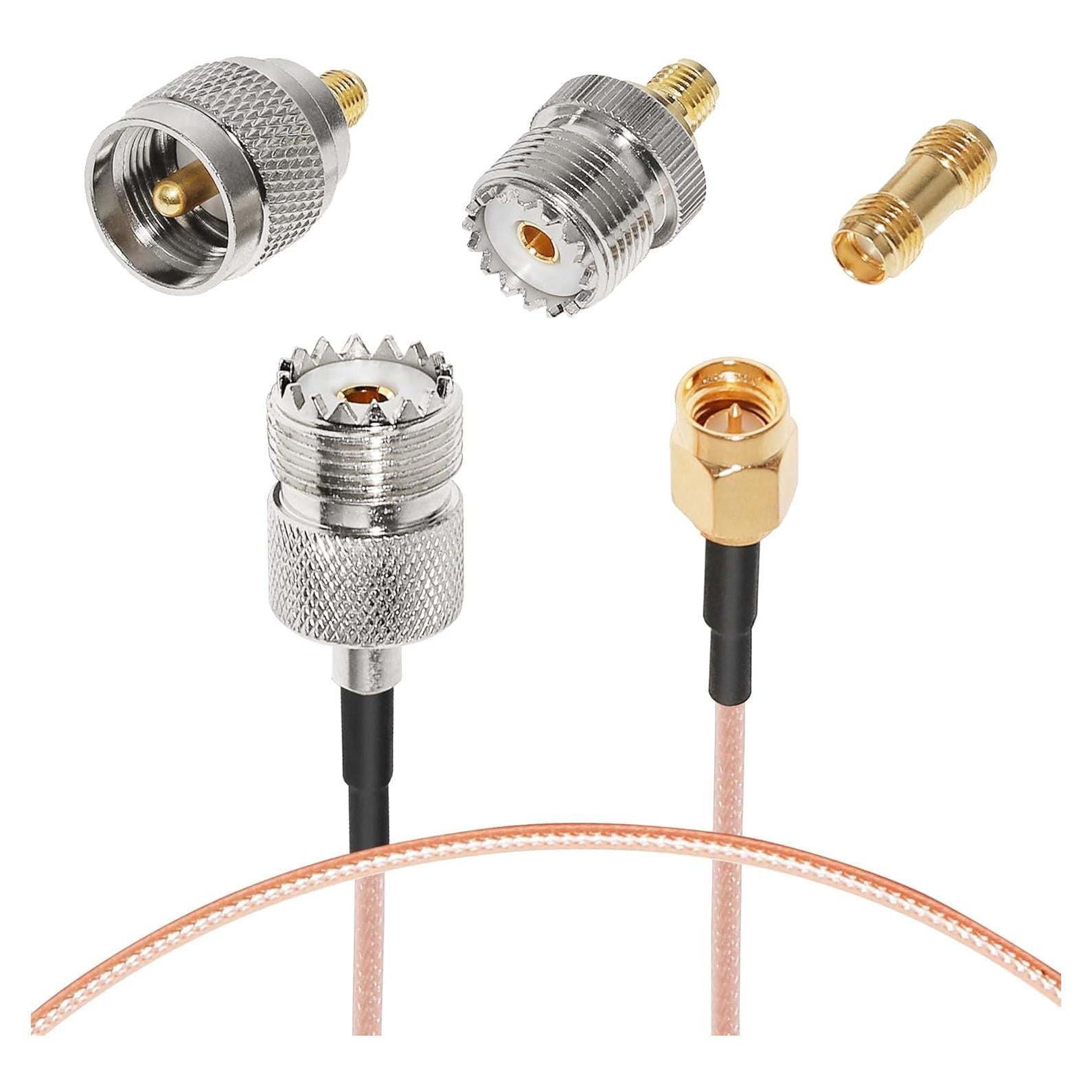 Cable Coaxial RF RG316 Anina 30.48 cm con 3 Adaptadores SMA-UHF