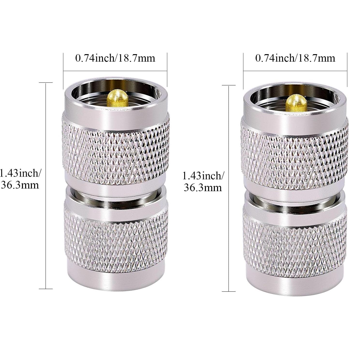 Adaptador UHF macho a UHF macho 2PCS CNARIO 50 Ohm