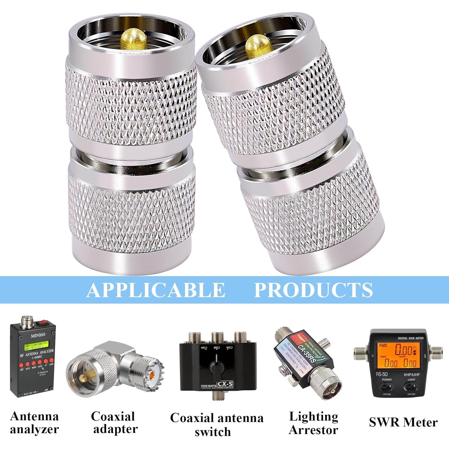 Adaptador UHF macho a UHF macho 2PCS CNARIO 50 Ohm