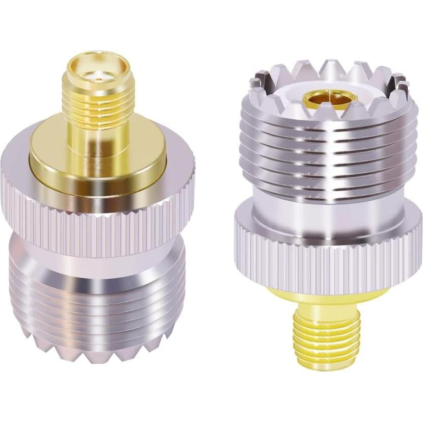 CNARIO PL259 Female to SMA Female, SO239 to SMA CB Antenna Connector, Low Loss for CB Radio/Handheld Ham Radio Antenna/Walkie Talkie/Amateur Radio 2PCS