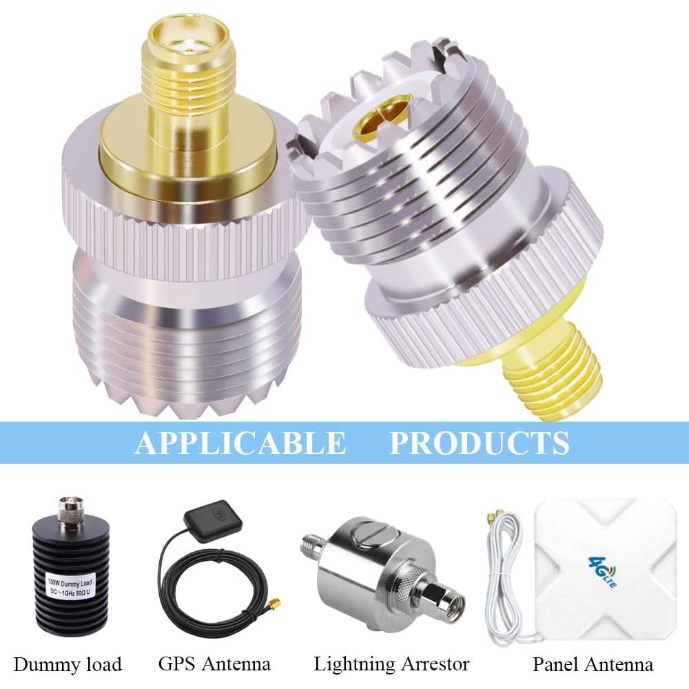 CNARIO PL259 Female to SMA Female, SO239 to SMA CB Antenna Connector, Low Loss for CB Radio/Handheld Ham Radio Antenna/Walkie Talkie/Amateur Radio 2PCS