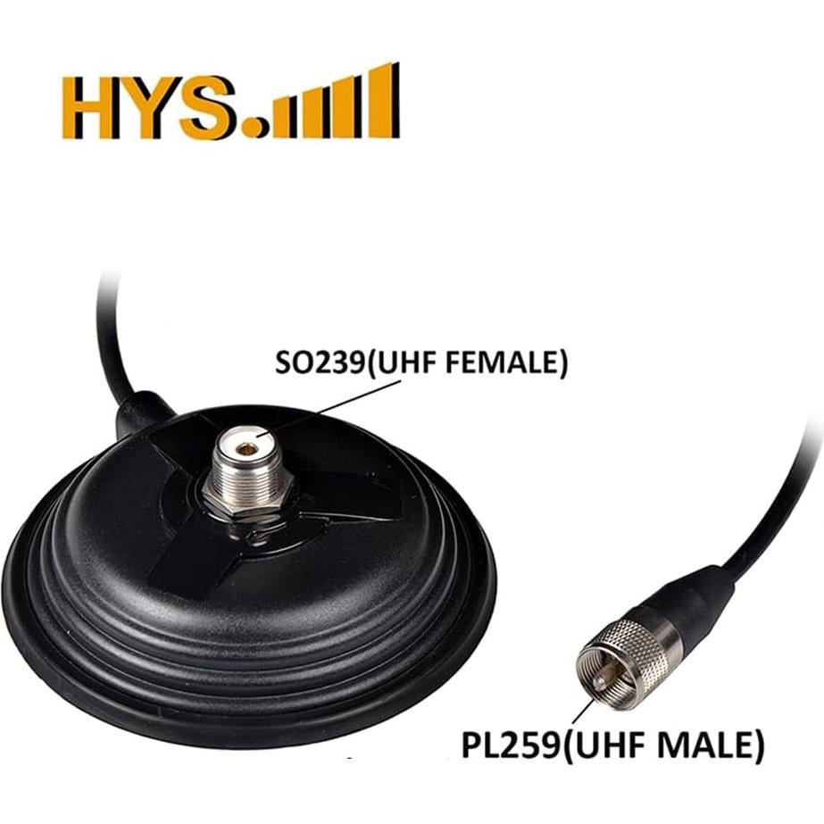 Antena de Radioaficionado HYS TC-110M SO-239 Base Magnética 110mm