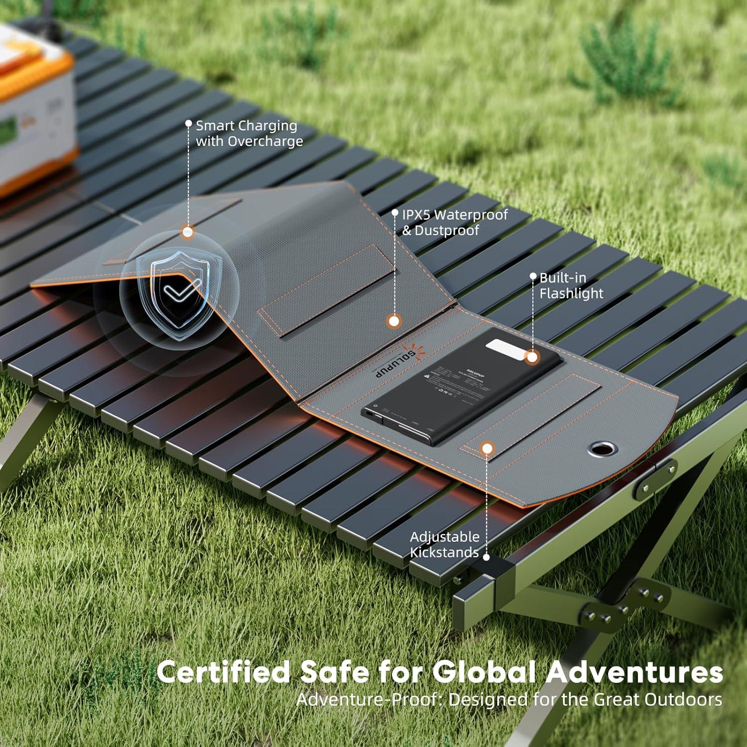 Cargador Solar 10000mAh Power Bank 30W Plegable IPX5