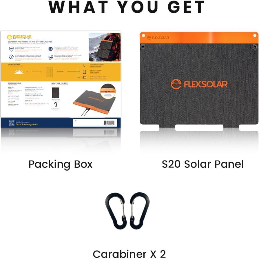 Cargador Solar Plegable 20W FlexSolar USB-C y USB-A