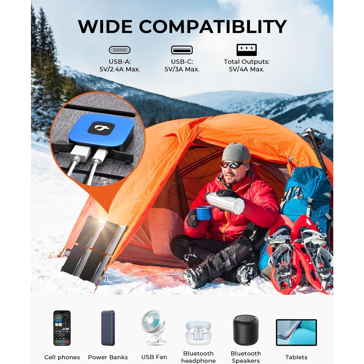 Cargador Solar Portátil BigBlue 25W Plegable IP68 USB-A/C