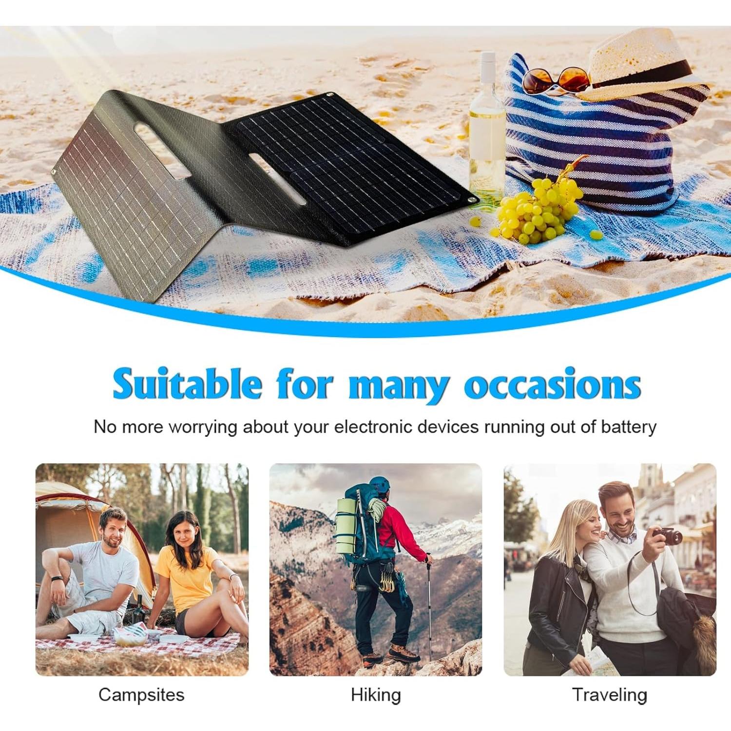 Panel Solar Plegable VAUCOSUN 36W Carga Rápida USB-A Impermeable